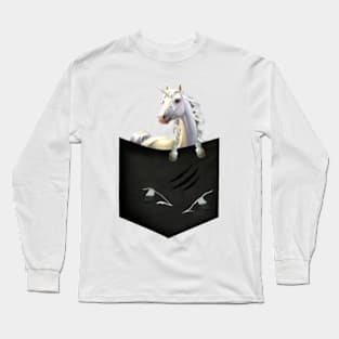 unicorn wild animals black white dark soul clothin Long Sleeve T-Shirt